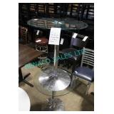 2X, 24" ROUND GLASSTOP TABLES W/ CHROME BASE