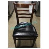 32X, BROWN WOOD CHAIR W/ BLACK PADDED SEAT