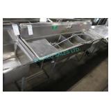 1X, 80" x 24" S/S 3 WELL SINK W/ 2 RUNOFFS