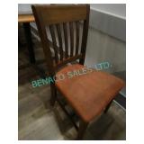 35X, BROWN WOOD CHAIRS W/ PADDED SEATS