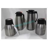 LOT, 4X S/S CARAFES (1 DENTED)