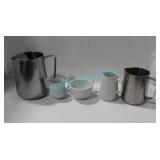 LOT, 35 PCS ASST. CUPS, CREAMERS + PITCHERS