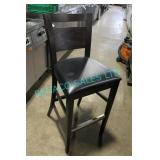 4X, BROWN WOOD BAR STOOLS W/ BLACK PADDED SEATS