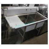 1X, 57" x 27" S/S 2 WELL SINK W/ LH RUNOFF