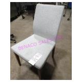 25X, SOLID WOOD FRAME GREY FABRIC DINING CHAIR
