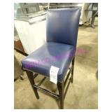 14X, WOOD FRAME BAR STOOL W/ BLUE VINYL SEAT