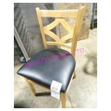 18X, WOOD FRAME DINING CHAIR W/ BLACK VINYL SEAT