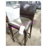 6X, WOOD FRAME BAR STOOLS W/ BROWN VINYL SEAT