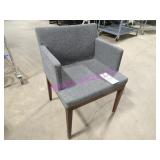 5X, DARK GREY FABRIC DINING CHAIRS W/ ARMS NOTE