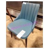 9X, WOOD FRAME BLUE ARMLESS TUB CHAIR