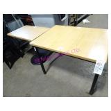 LOT, 2PC ASST SIZE WOOD TABLE & 6 METAL CHAIRS