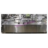 1X, 140"X30" S/S COUNTER W/ 6 DR. 3 WELL SINK +