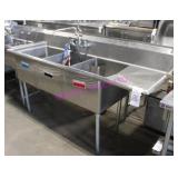 1X, 3 WELL S/S SINK 74.5"X27" W/ R.H. RUNOFF