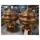 LOT, 2 ORNATE BRASS CHAFING DISHES