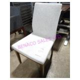 12X, SOLID WOOD FRAME GREY FABRIC DINING CHAIRS