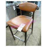 16X, WOOD FRAME BROWN VINYL BAR STOOL