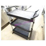 1X, 28"X18" RUBBERMAID 3 SHELF PLASTIC PORTA CART