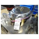 LOT, 2PC 23X16" OVAL CHAFING DISH W/ BRASS TRIM