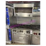 1X, GARLAND SIX BURNER STOVE W/ CHEESE MELTER