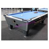 1X, SHELTI POOLTABLE W/ BALLS + COIN MECH 102"X58"