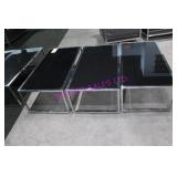 3X, 44"X22"X15" METAL FRAME BLACK GLASS TABLE
