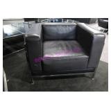 2X, METAL FRAME BLACK VINYL 33" TUB CHAIRS NOTE!