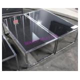 2X, 44"X22"X15" METAL FRAME BLACK GLASS TABLE