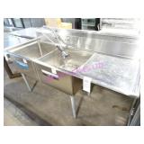 1X, 74.5"X29" 2WELL S/S SINK W/ R.H. RUNOFF & WAND