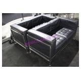 2X, 56" BLACK VINYL 2 SEAT COUCH NOTE!