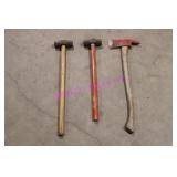 LOT, 3 PC. ASST TOOLS, SLEDGE HAMMMERS, AXE