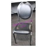 20X, BLACK METAL FRAME CHAIRS W/VINYL SEAT NOTE!