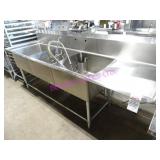 1X, 99"X29" 3 WELL S/S SINK W/ R.H. RUNOFF & WAND