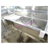 1X, 56.5"X23" 2 WELL S/S SINK W/ L.H. RUNOFF NOTES