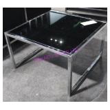 1X, 28" SQUARE METAL FRAME W/BLACK GLASS TABLE