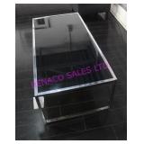 1X, 44"X22"X15"T METAL FRAME BLACK GLASS TABLE