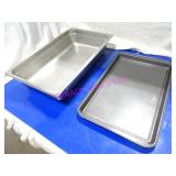 LOT, 6PC, 4 FULL SIZE S/S INSERTS & 2 BAKE TRAYS