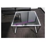 2X, 28"X28"X17" CHROME FRAME TABLE W/GLASS NOTE!