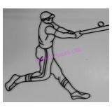 1X, 32"X30" BLACK METAL BASEBALL PLAYER SILHOUETTE