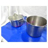 LOT, 2PCS ASST SIZE STOCK POTS W/ 1 LID NOTES