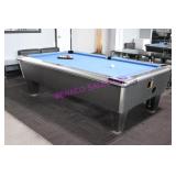 1X, SHELTI POOLTABLE W/ BALLS + COIN MECH 102"X58"