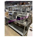 1X, 72" X 24" S/S TABLE W/ DBL OH SHELF ETC