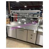 1X, KELVINATOR 71" COLD PREP TABLE W/ O.H. SHELF