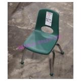 LOT,  4 DARK GREEN PLASTIC KIDS CHAIR W/ METAL
