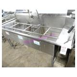 1X, 71"X29.5" S/S 3 WELL L.H. RUNOFF W/ RINSE WAND