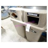1X, 36" PLASTIC TRASH/RECYCLE STATION W/ BINS