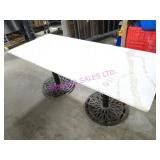 3X, WHITE MARBLE, GOLD VEIN H.D. DINING TABLE