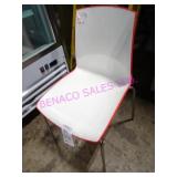 6X, METAL FRAME WHITE PLASTIC PATIO CHAIRS