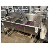 1x, 59" x 24" S/S THREE WELL SINK W/ WAND