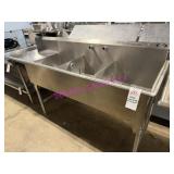 1X, 84" S/S THREE WELL SINK W/ TAP & RUNOFF