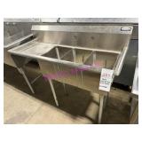 1X, 48" X 19" 3 WELL S/S SINK - NO TAP